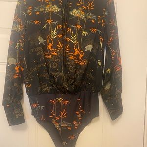 Zara printed  bodysuit shirt